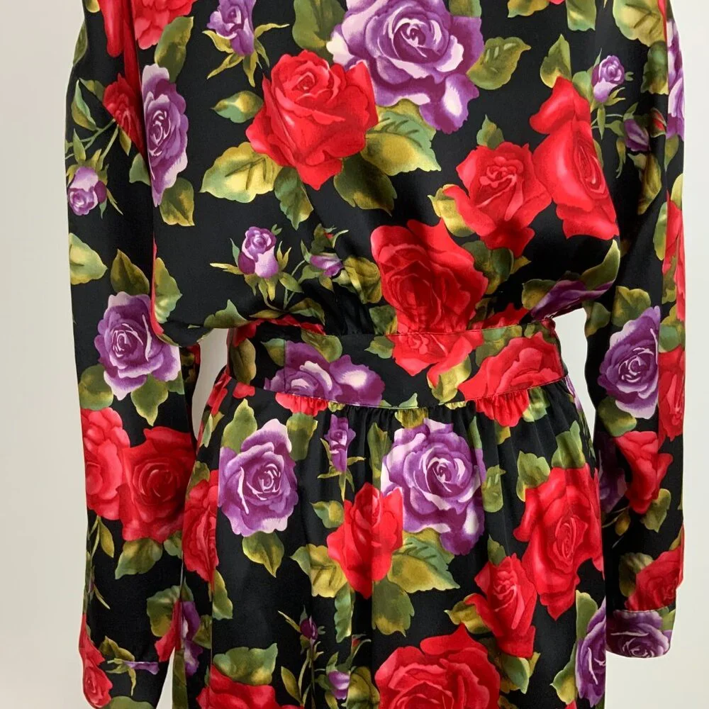 Vintage Victoria's Secret Gold Label 100% Silk Floral Robe Sz M/L - Picture 10 of 16